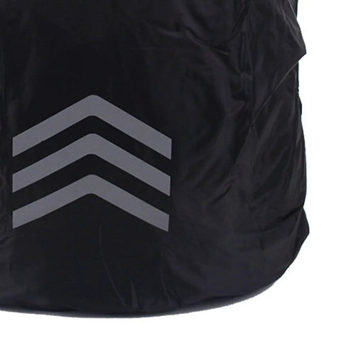 Oxford Cloth Backpack Rain Cover With Reflective Trim showing reflective detail on black fabric