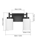 Vintage Style Black Vanity Light Four Light Industrial Wall Sconce With Milky White Glass Shades for bathroom dimensions shown