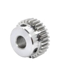 Close-up of Beefy 1.5 Mod Bevel Gear And 50T Spur Pinion Set For Motors, steel teeth, 5mm bore