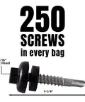 Long Life Ash Gray Lap Stitch Roofing Fastener Set With EPDM Washer Self Tapping Screws Size Fourteen By Seven Eighths Inch Five Sixteenths Inch Hex Head 250 Piece Corrosion Resistant Carbon Steel For Roofing And Siding
