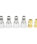 Solid 18-Piece 1/4 Inch Air Compressor Quick Connect Hose Fitting Set With Pneumatic Iron Arrow Case, Double Male And Female Adapters For All Your Air Tools And Hose Extensions. 1/4 inch metal air hose fittings set, silver and brass connectors