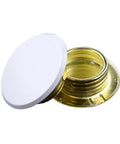 10 Pcs Universal Fire Sprinkler Concealment Cover Plates Thick Iron Decorative Pipe Caps showing a white cap and golden base for easy installation.