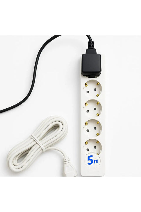 Six Outlet Power Strip With 16 Foot Cord Heavy Duty Extender Grounded Surge Guard with four sockets and 5m cord.