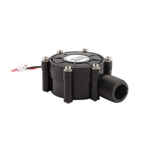 Micro Hydroturbine Water Turbine Generator for DC 12V Power, compact design, black material, side view