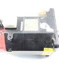 3 Phase Servo Motor 2.8 kW 3000 RPM 155V AC Heavy Duty Pro Grade for CNC and Industrial Robotic Systems Shaft Diameter 1.375 in Model A06B-0143-B075 High Torque Servo, side view