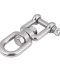 Heavy Duty 304 Stainless Steel Swivel Snap Shackle for Hauling Towing And Marine Applications, close-up view of rigging hardware.