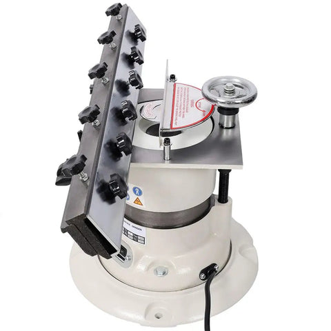 Aynuma 25 Inch Knife Grinder Machine With 1/2 Horsepower Motor And 6 Inch Grinding Wheel, showing adjustable holder and grind wheel.