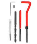 Stainless Steel M6x0.75 Thread Repair Kit With 30 Pcs Rethreading Tap Set For Female Threads, Heavy Duty Insert Kit For Automotive And Machinery Repair, Includes Drill, Tap, Wrench, tools laid out
