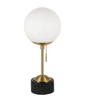 18 Inch Tall Table Lamp With Glass Shade In Brass Black Marble And White Milk Glass For Home Office Living Room Nightstand Soft Diffused Glow