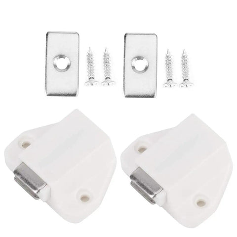 8 Pack Strong Magnetic Door Catch Kit For Cabinets And Cupboards, includes two white latches, metal plates, and screws