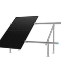 Expandable Solar Panel Ground Mount Bracket Kit With Adjustable Tilt For Two Large Panels Up To 590W, shown with single panel installed