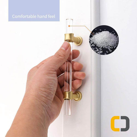 Ultra Cool 3 Inch Crystal Clear Acrylic Drawer Pulls with Sleek Gold Accents 20 Pack Set for Updating Cabinets Dressers