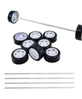 Ten Piece Small Toy Car Wheel Set With 20mm Rubber Tires and 5 Shaft Axles for RC Cars Trucks Robots DIY Model Toys Replacement