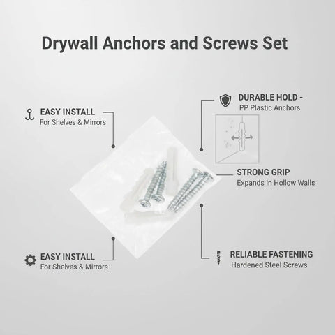 Heavy Duty Drywall Anchors With Steel Screws Kit For Hollow Walls Durable PP Plastic Expansion Plugs For Easy Mounting Shelves Mirrors Pictures Cabinets And Decor In Home Or Office, pack view