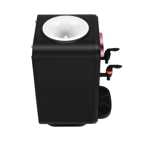 Top Loading 4.99 Gallon Hot And Cold Water Dispenser With Electric Cooler And Heater Auto Temp Control Compact Countertop Design For Home Office Or Dorms Black Finish, side view