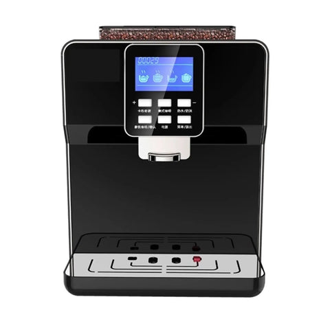 Front view of Commercial Automatic Coffee Machine With Built In Grinder For Office Use showing control panel and coffee bean compartment.