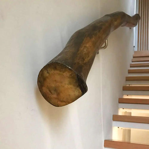 Top Shelf Pine Wood Handrail Kit Adjustable From One Foot To Twenty Feet No Slip Stair Railing, natural wood finish.