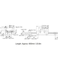 Technical diagram of 600mm Heavy-Duty Bearing Steel Linear Rail Guide With Automatic Centering For CNC Lathe And 3D Printer dimensions.