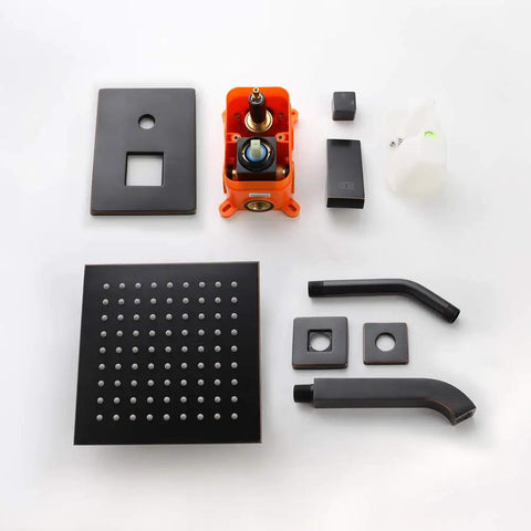 Components of Shower Faucet With Tub Spout In Oil Rubbed Bronze Wall Mounted Rainfall Shower Head And Handle Set Kit