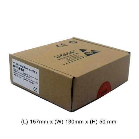 Box packaging of ESD Wrist Strap Online Monitor 518-2 Dual Constant Anti Static Wristband Alarm Tester with product dimensions