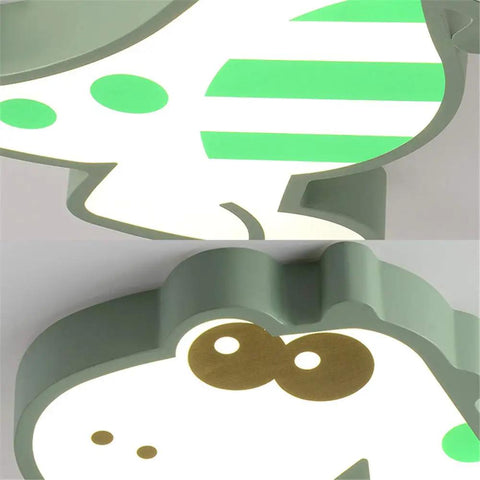 Close-up of Crazy Dino Themed LED Flush Ceiling Light For Kids Room Nursery Stepless Dimming Energy Saving Fixture