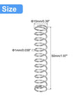 uxcell compression spring, 5 pcs, 304 stainless steel, 10 mm OD, 1 mm wire, 50 mm free length, silver tone