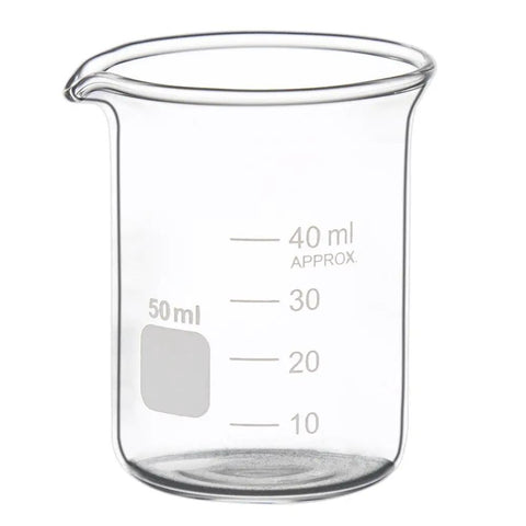 Go To Lab Beaker Set Low Form Graduated Glass Borosilicate 50ml With Clear Graduations For Precise Measurements Heat Resistant Chemical Resistant