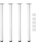 28 Inch Adjustable Metal Furniture Leg Set White For Coffee Tables Desks Benches And Countertops 4 Pack With Mounting Plates And Screws