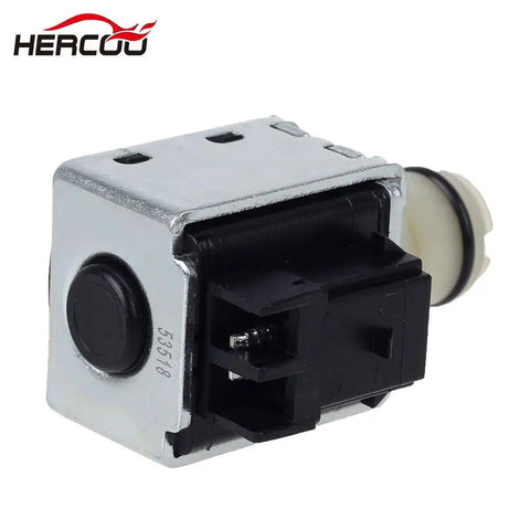 4L60E Transmission Solenoid Valve A And B Kit With Filter Gasket For 1998 And Up GM Trucks Chevy Pontiac Buick GMC Fits 4L60E 4L65E And 4L70E Transmissions Easy Install For A Smooth Shifter, close-up black and silver solenoid