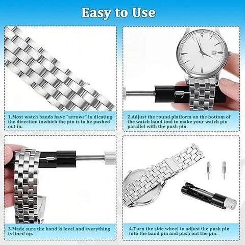 Two Pack Watch Link Removal Kit For Bracelet Adjustment And Replacement Pro Grade Tool Set With Pin Remover And Extra Pins