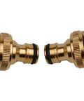 Garden Faucet Adapter Quick Connect Hose Fitting 3/4 Inch To 1/2 Inch Brass Water Connector close-up with rubber rings