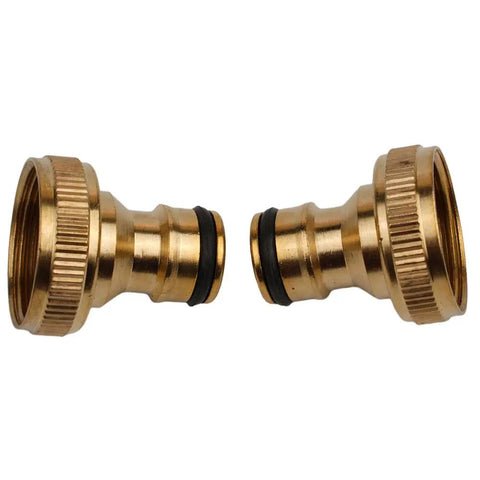 Garden Faucet Adapter Quick Connect Hose Fitting 3/4 Inch To 1/2 Inch Brass Water Connector close-up with rubber rings