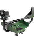 Ambidextrous Recoil Reducing Rifle Shooting Rest With Elevation Adjustments For Range And Sighting In, green metal frame