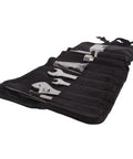 12 Piece All In One Universal Compact Repair Tool Kit with tire pen, wrench, screwdrivers in black roll-up pouch for Metric Japanese Motors