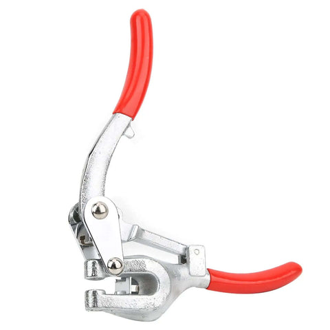 Manual Hole Punch Kit For Metal Sheets Carbon Steel Construction with red handle, for adjustable depth 6 to 41mm, close-up view