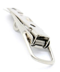 Close-up of iron spring-loaded toggle latch for cabinets, sliding doors, windows, and furniture hardware, fits 27x63mm standard size