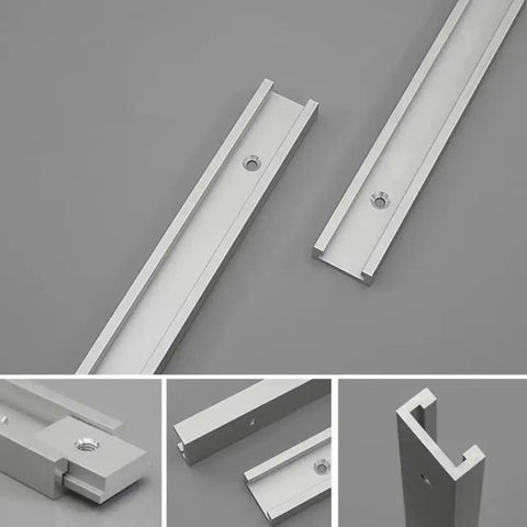 Pro Grade Aluminum T Track Slot Miter Jig For Woodworking Telescopic T Slot Rail with sliding blocks and holes, silver finish