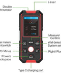 Heavy Duty Wall Scanner With Digital Depth Gauge And Hella Accurate Live Wire Detection For Drywall Installation showing buttons and display.