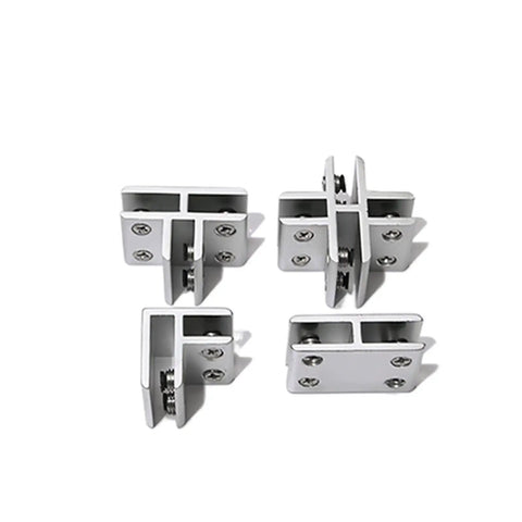 Two Pack Glass Door Hinges 90 And 180 Degree Bilateral Cross Four Sides T Type Clip Cabinet Hinge Aluminum Alloy 12mm Mount