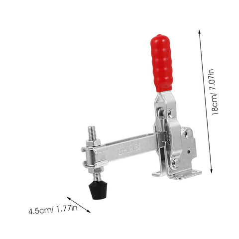 2 Pack Welding Toggle Clamps Quick Release Hold Down Clamps for Woodworking and Metalworking, shown in metal with red handle