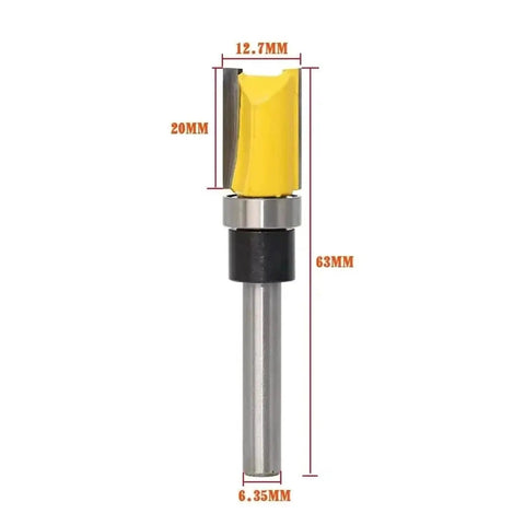 Premium One Piece Flush Trim Router Bit With 1/4 Inch Shank Bearing, 12.7mm carbide cutter for woodworking projects.