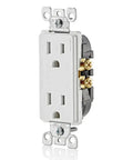 Side view of 15 Amp Decora Tamper Resistant Duplex Wall Outlet White 10 Pack T5325-WMP, showing terminals