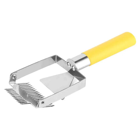 Stainless Steel Beehive Knife Scraper and Honey Uncapping Fork for Beekeeping Equipment with yellow handle