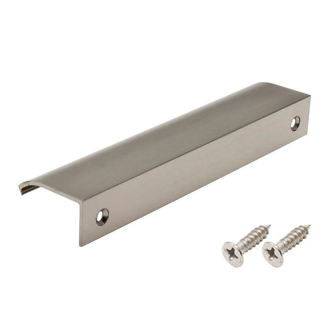 Nickel Plated Aluminum Alloy Curved Edge Finger Pulls For Cabinets And Drawers, 5.9 Inch Length With 5 Inch Hole Spacing, 30 Pcs Back Mount