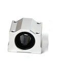 SCS8UU 8MM Linear Bearing Slide Block close-up view showing aluminum housing and internal components for precision motion.