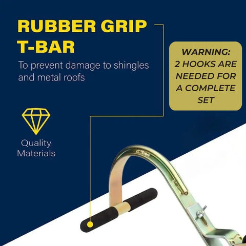 Ladder Roof Hook With Wheel For Safe Rooftop Access, Zinc Plated Steel Construction, Rubber Grip T Bar detail image