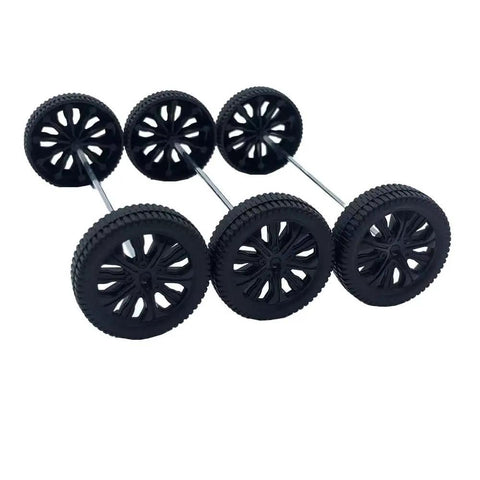 20 Pack Plastic Toy Wheels With 2mm Shafts And Round Axles For RC Cars And DIY Models, 35mm Diameter Wheels, Black Durable Parts