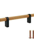 Black T Bar Cabinet Pulls 3.78 Inch Hole Distance, Solid Wood With Aluminum Base shown with installation screws
