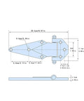 Heavy Duty Stainless Steel Barn Door Hinge Built Tough For Industrial Oven And Farm Rail Smooth Swing Professional Grade Hardware with dimensions.