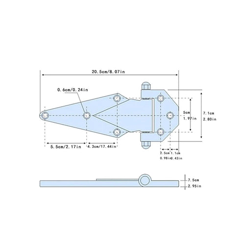 Heavy Duty Stainless Steel Barn Door Hinge Built Tough For Industrial Oven And Farm Rail Smooth Swing Professional Grade Hardware with dimensions.
